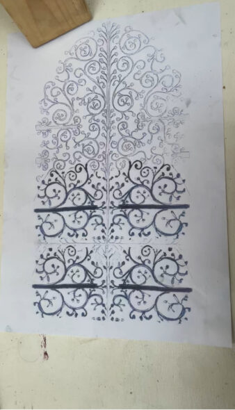 Skisse smijernsornamenter